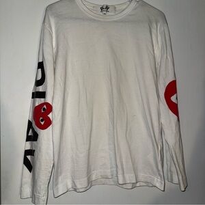 Comme des Garcons White and Red Long Sleeve Tee